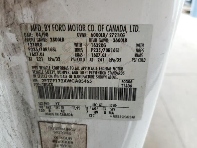 Photo 10 from auction – 1998 FORD F150 with VIN 2FTZF172XWCA85465