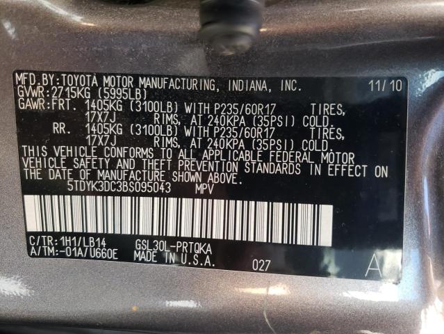 Photo 10 from auction – 2011 TOYOTA SIENNA with VIN 5TDYK3DC3BS095043