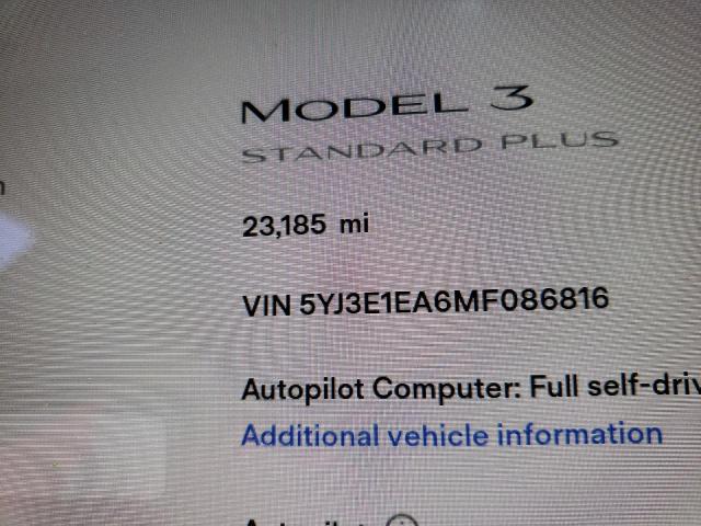 Photo 8 from auction – 2021 TESLA MODEL 3 with VIN 5YJ3E1EA6MF086816