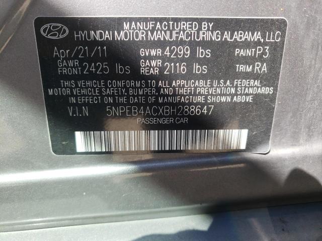 Photo 10 from auction – 2011 HYUNDAI SONATA GLS with VIN 5NPEB4ACXBH288647