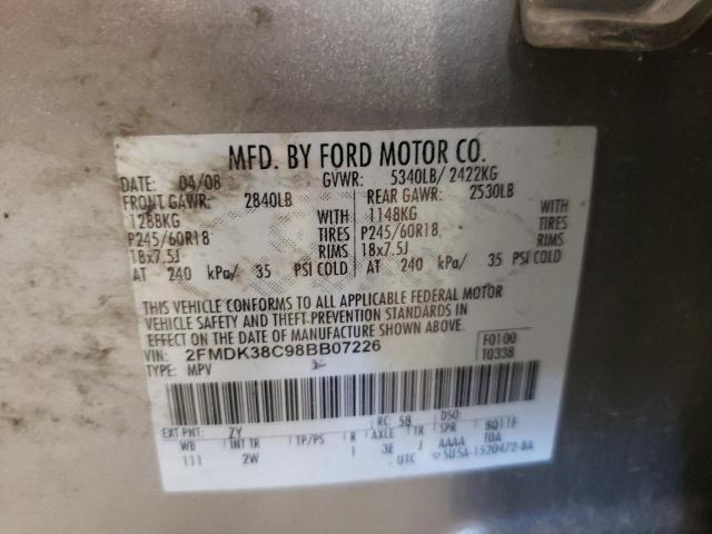 Photo 10 from auction – 2008 FORD EDGE SEL with VIN 2FMDK38C98BB07226