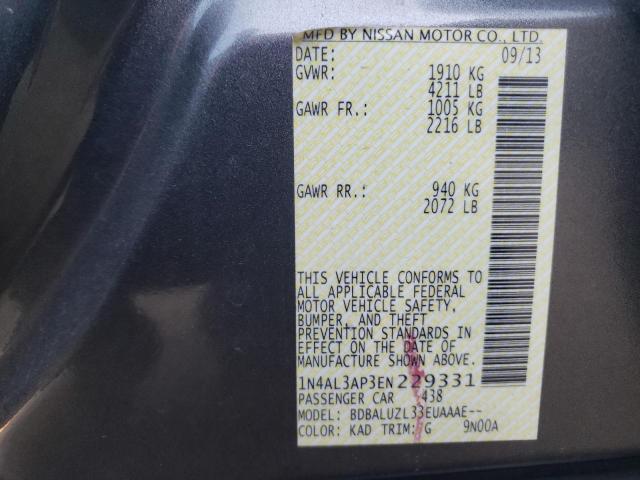 Photo 10 from auction – 2014 NISSAN ALTIMA 2.5 with VIN 1N4AL3AP3EN229331