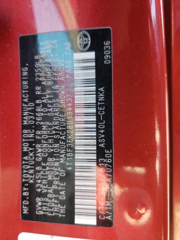 Photo 10 from auction – 2011 TOYOTA CAMRY BASE with VIN 4T1BF3EK2BU134437