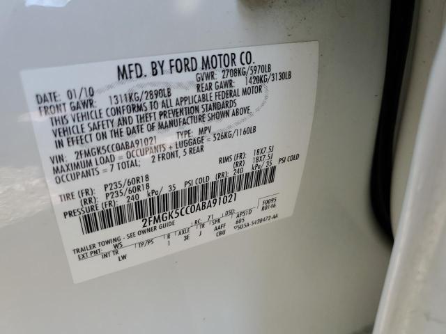 Photo 10 from auction – 2010 FORD FLEX SEL with VIN 2FMGK5CC0ABA91021