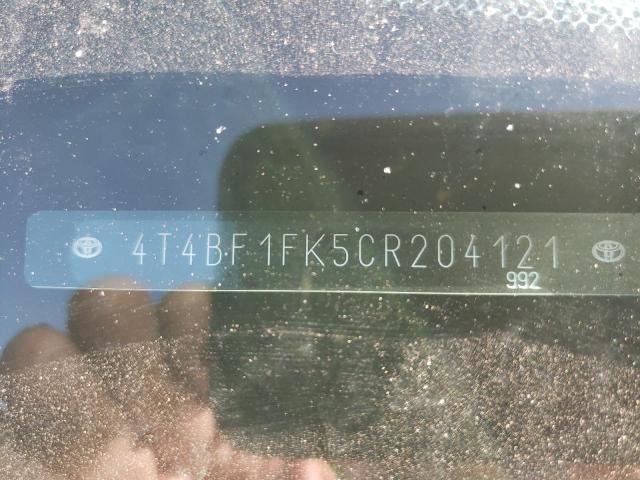 Photo 10 from auction – 2012 TOYOTA CAMRY BASE with VIN 4T4BF1FK5CR204121