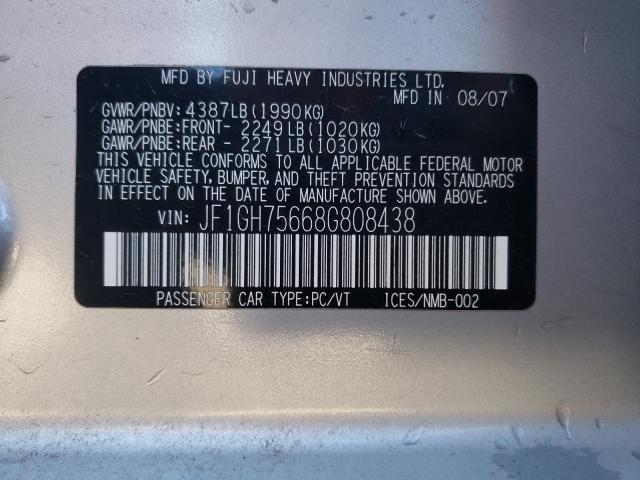 Photo 10 from auction – 2008 SUBARU IMPREZA WR with VIN JF1GH75668G808438