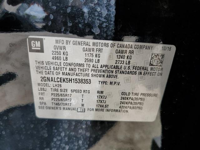 Photo 10 from auction – 2017 CHEVROLET EQUINOX LT with VIN 2GNALCEK5H1538353