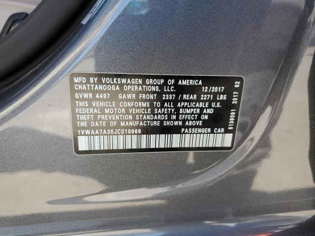 Photo 10 from auction – 2018 VOLKSWAGEN PASSAT S with VIN 1VWAA7A35JC019966