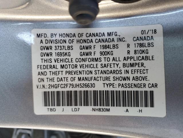 Photo 10 from auction – 2018 HONDA CIVIC EX with VIN 2HGFC2F79JH526630