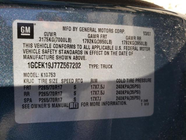 Photo 10 from auction – 2007 CHEVROLET SILVERADO with VIN 1GCEK19J77Z567202