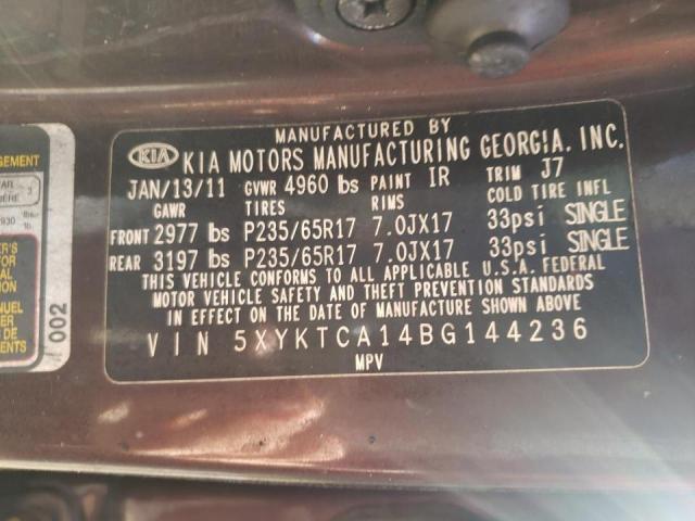 Photo 10 from auction – 2011 KIA SORENTO BA with VIN 5XYKTCA14BG144236