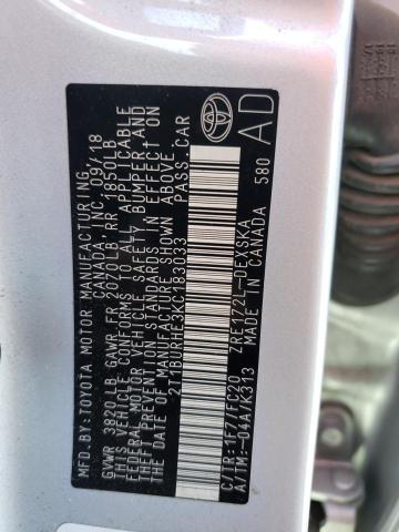 Photo 10 from auction – 2019 TOYOTA COROLLA L with VIN 2T1BURHE3KC183033