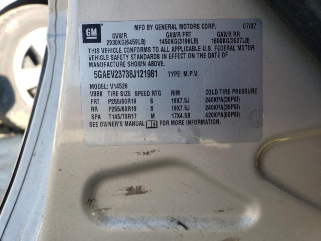 Photo 10 from auction – 2008 BUICK ENCLAVE CX with VIN 5GAEV23738J121981