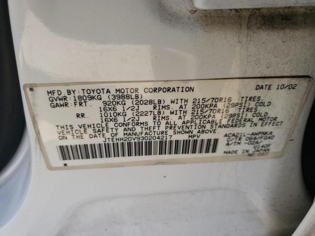 Zdjęcie 10 z aukcji – 2003 TOYOTA RAV4 z VIN JTEHH20V930204217