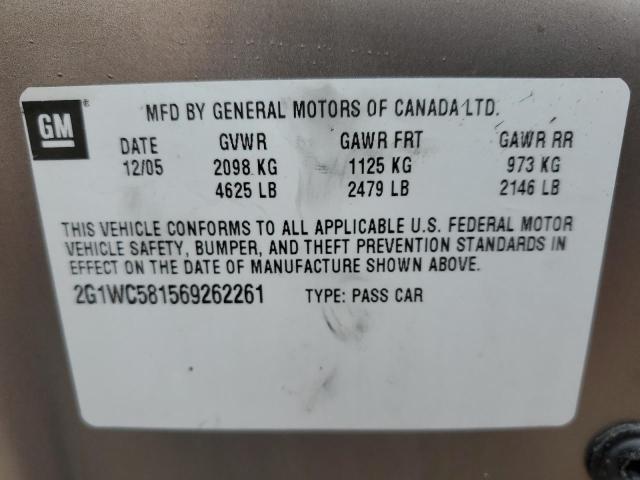 Photo 10 from auction – 2006 CHEVROLET IMPALA LT with VIN 2G1WC581569262261