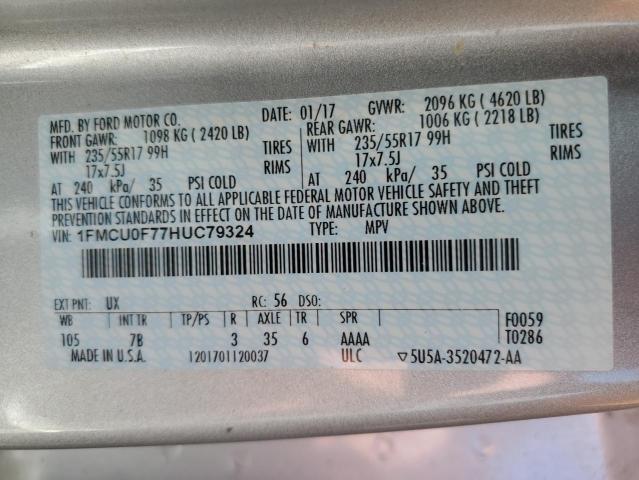 Photo 10 from auction – 2017 FORD ESCAPE with VIN 1FMCU0F77HUC79324