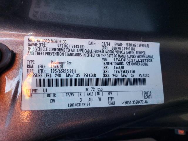Photo 10 from auction – 2014 FORD FOCUS S with VIN 1FADP3E27EL287308
