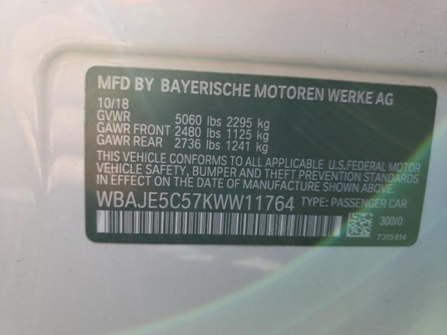 Photo 10 from auction – 2019 BMW 540 I with VIN WBAJE5C57KWW11764