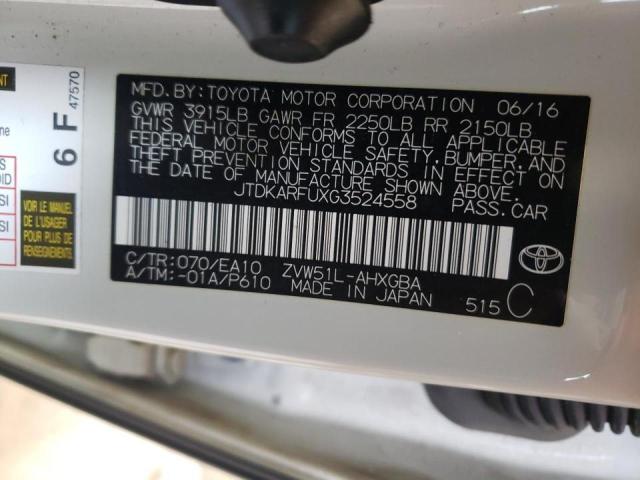 Photo 10 from auction – 2016 TOYOTA PRIUS with VIN JTDKARFUXG3524558