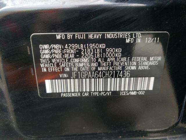 Photo 10 from auction – 2012 SUBARU IMPREZA with VIN JF1GPAA64CH217436