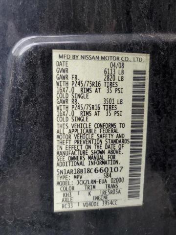 Photo 10 from auction – 2008 NISSAN PATHFINDER with VIN 5N1AR18B18C660107