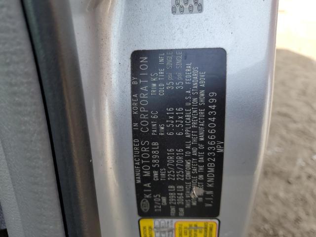 Photo 10 from auction – 2006 KIA SEDONA EX with VIN KNDMB233666043499