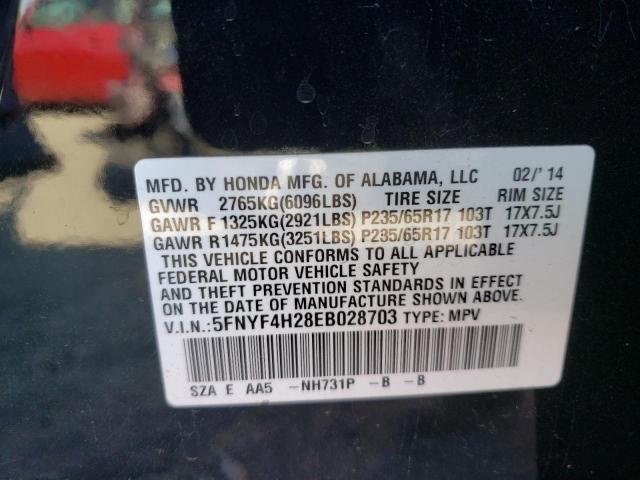 Photo 10 from auction – 2014 HONDA PILOT LX with VIN 5FNYF4H28EB028703