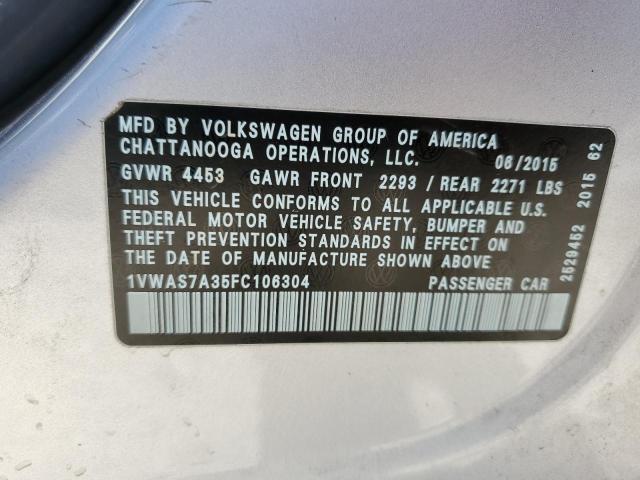 Photo 10 from auction – 2015 VOLKSWAGEN PASSAT S with VIN 1VWAS7A35FC106304