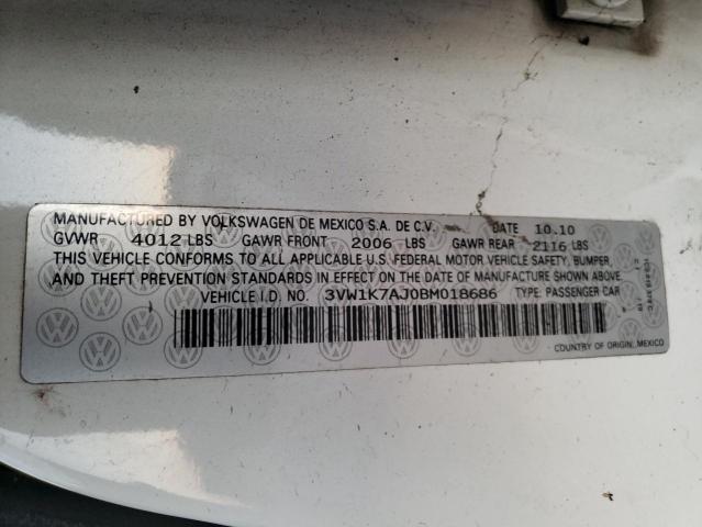 Photo 10 from auction – 2011 VOLKSWAGEN JETTA BASE with VIN 3VW1K7AJ0BM018686