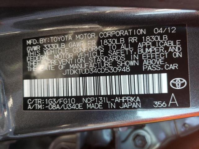 Photo 10 from auction – 2012 TOYOTA YARIS with VIN JTDKTUD34CD530948