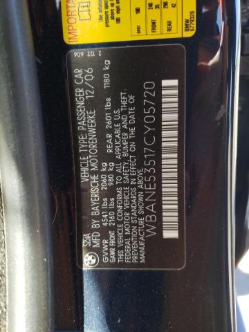 Photo 10 from auction – 2007 BMW 525 I with VIN WBANE53517CY05720