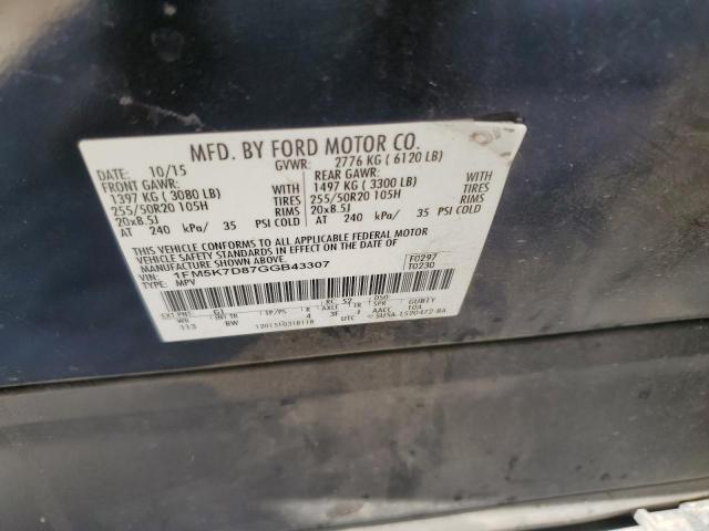 Photo 10 from auction – 2016 FORD EXPLORER X with VIN 1FM5K7D87GGB43307