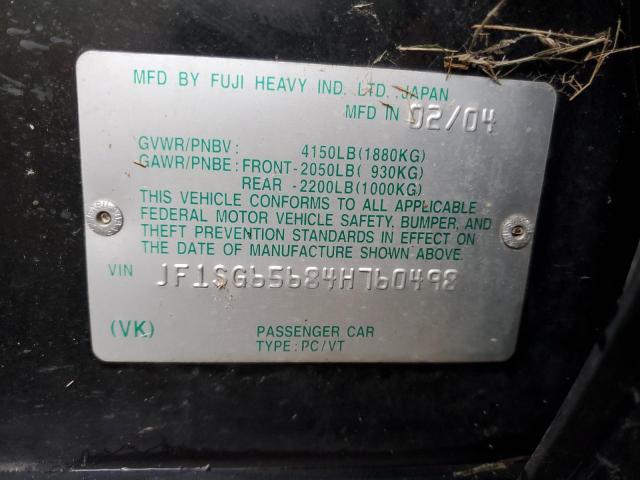 Photo 10 from auction – 2004 SUBARU FORESTER 2 with VIN JF1SG65684H760498