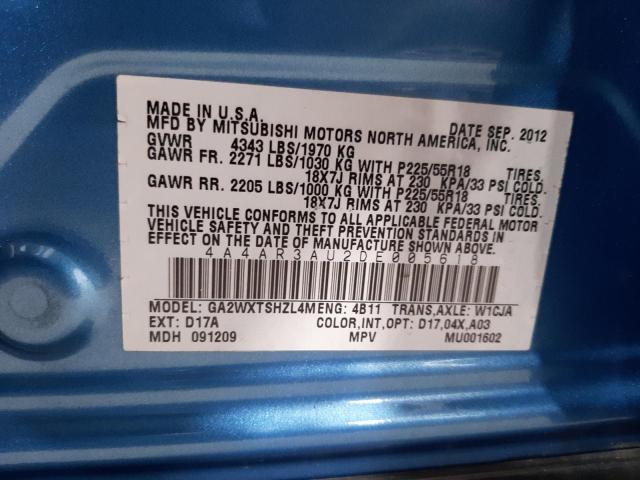 Photo 10 from auction – 2013 MITSUBISHI OUTLANDER with VIN 4A4AR3AU2DE005618