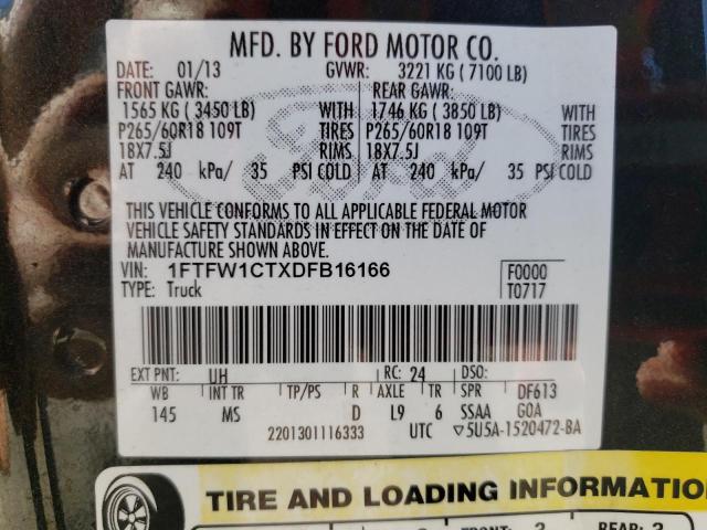 Photo 10 from auction – 2013 FORD F150 SUPER with VIN 1FTFW1CTXDFB16166