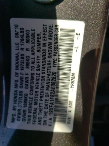 Photo 10 from auction – 2010 HONDA CIVIC EX with VIN 19XFA1F82AE082820