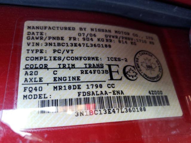 Photo 10 from auction – 2007 NISSAN VERSA S with VIN 3N1BC13E47L360188