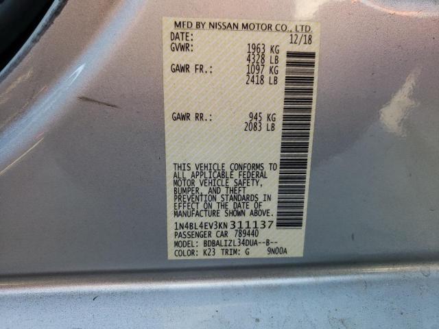 Photo 10 from auction – 2019 NISSAN ALTIMA SL with VIN 1N4BL4EV3KN311137