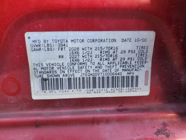 Photo 10 from auction – 2001 TOYOTA RAV4 with VIN JTEGH20V710006440