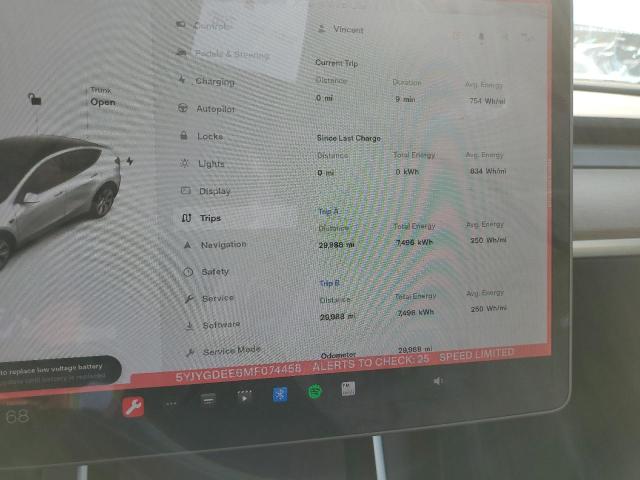 Photo 8 from auction – 2021 TESLA MODEL Y with VIN 5YJYGDEE6MF074458