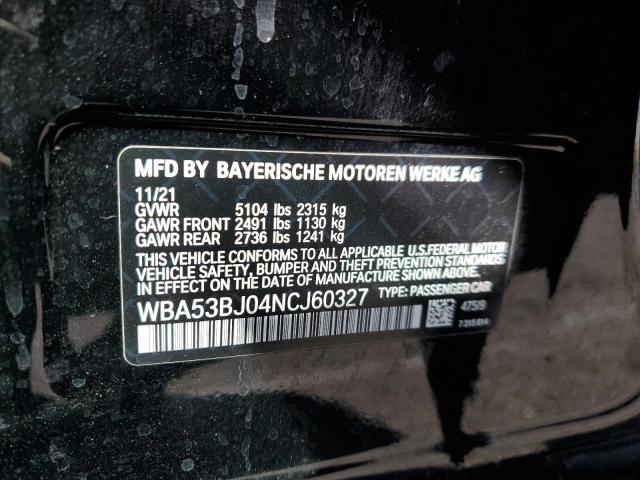 Photo 10 from auction – 2022 BMW 540 I with VIN WBA53BJ04NCJ60327