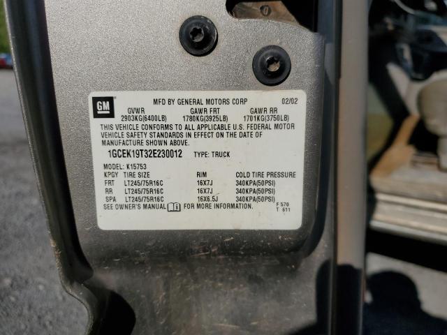 Photo 10 from auction – 2002 CHEVROLET SILVERADO with VIN 1GCEK19T32E230012
