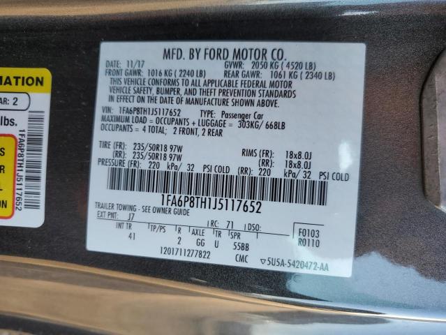 Photo 10 from auction – 2018 FORD MUSTANG with VIN 1FA6P8TH1J5117652
