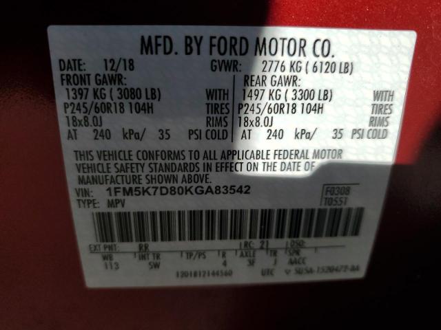 Photo 10 from auction – 2019 FORD EXPLORER X with VIN 1FM5K7D80KGA83542