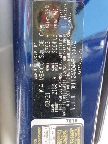 Photo 10 from auction – 2021 KIA FORTE FE with VIN 3KPF24AD4ME400024