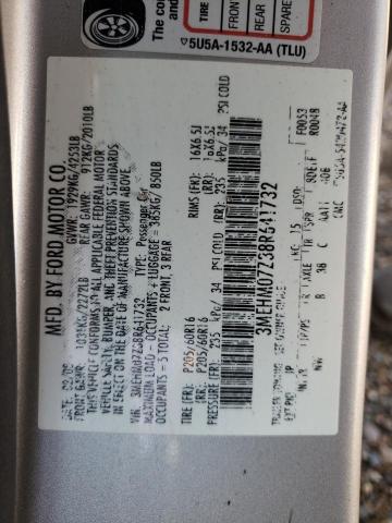 Photo 10 from auction – 2008 MERCURY MILAN with VIN 3MEHM07Z38R641732