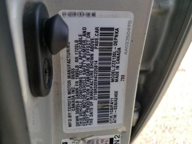 Photo 10 from auction – 2004 TOYOTA COROLLA CE with VIN 2T1BR32E94C225814