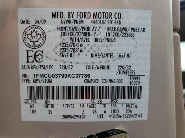 Photo 10 from auction – 2009 FORD ESCAPE XLT with VIN 1FMCU03799KC37786