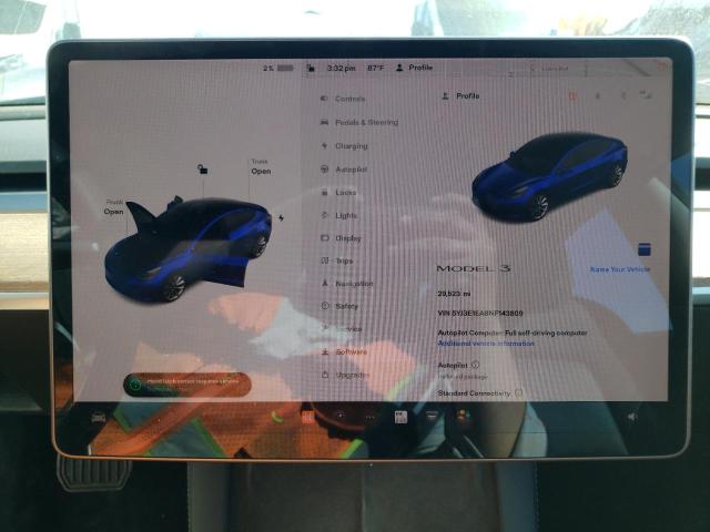 Photo 9 from auction – 2022 TESLA MODEL 3 with VIN 5YJ3E1EA8NF143809