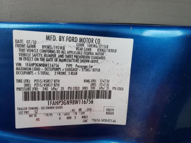Photo 10 from auction – 2011 FORD FOCUS SES with VIN 1FAHP3GN9BW116756